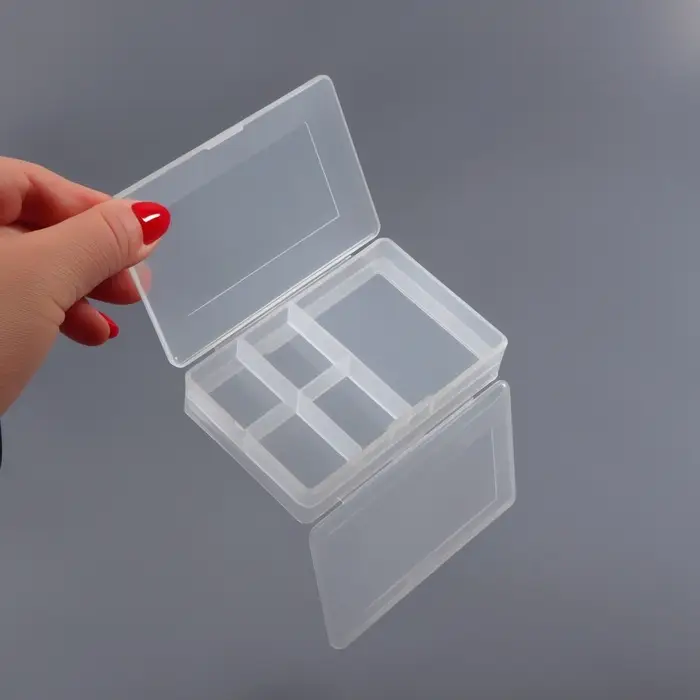 Органайзер для хранения мелочей, с крышкой, двусторонний, 10.2&times;7&times;3.2 см, прозрачный