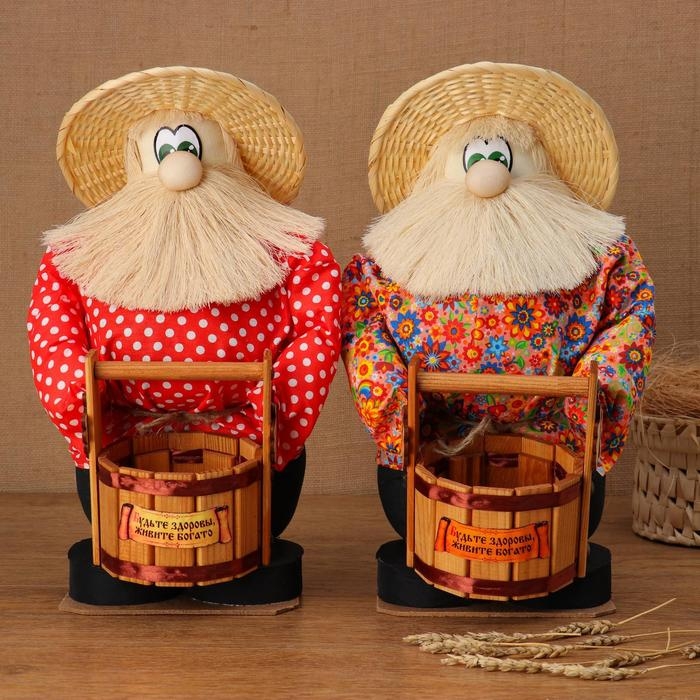 Оберег - домовой Оберег - домовой "Иваныч с кадушкой", h = 40 см, микс