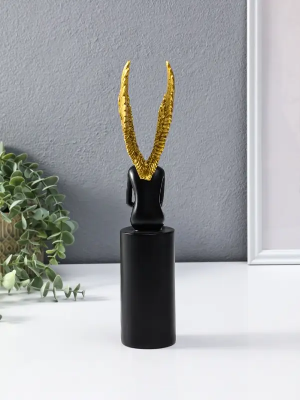 Сувенир полистоун "Ангел" чёрный с золотом 6х8,3х31 см