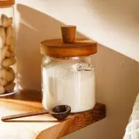 Банка для сыпучих продуктов SL Home &laquo;Южная акация&raquo;, 400 мл, 10.5&times;9&times;13 см, с ложкой, стекло, прозрачная