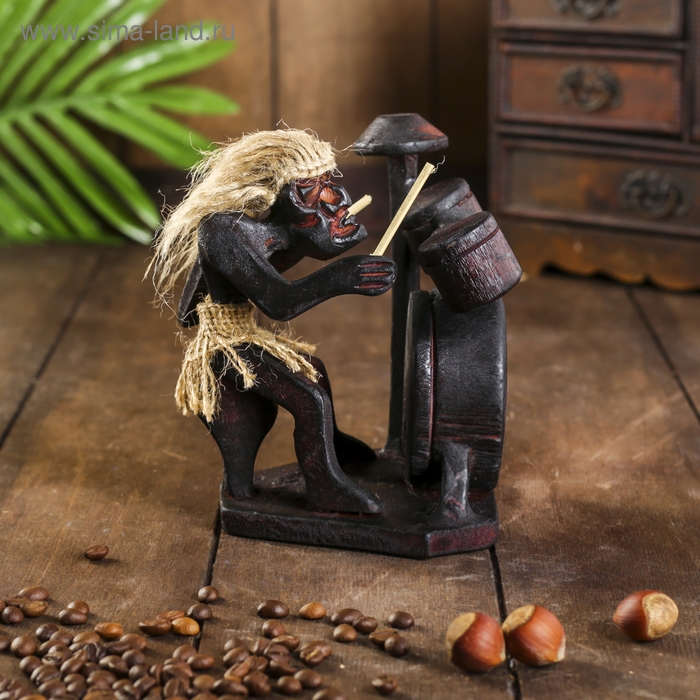 Сувенир дерево "Абориген с барабанной установкой" 15 см