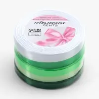 Атласная лента, набор 5 шт., 10 мм, 23&plusmn;1 м, белая, зелёная