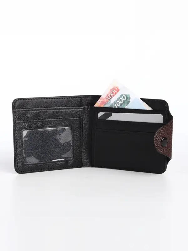 Портмоне мужское на кнопке, коричневое