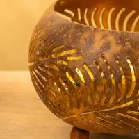 Подсвечник из кокоса, 15×15×13 см, коричневый