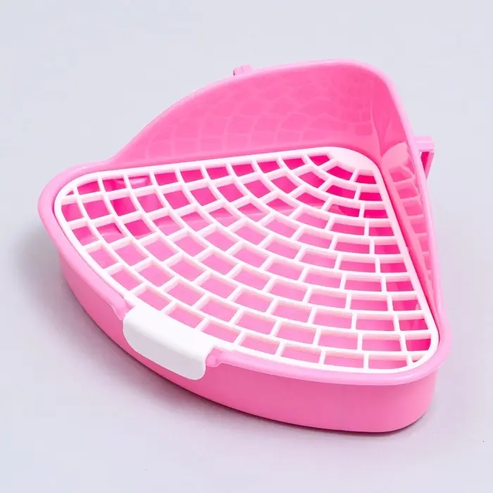 Туалет угловой для кроликов и хорьков Туалет угловой для кроликов и хорьков "Пижон", 24 х 18 х 11 см, розовый