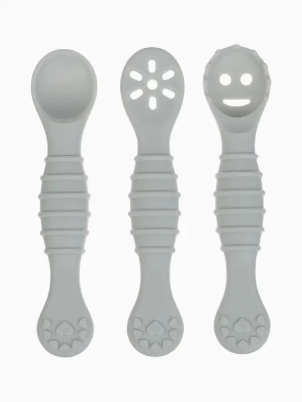 Ложка детская для прикорма, силикон, набор 3 шт., серый M&B