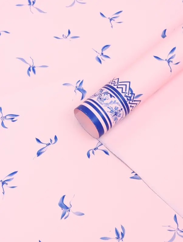 Пленка для цветов, &laquo;Эскиз&raquo;, розовый с голубым, 57&times;57 см