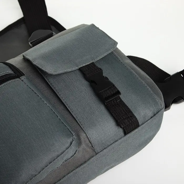 Сумка нагрудная на молнии, 2 наружных кармана, 21&times;3.5&times;16 см, серая