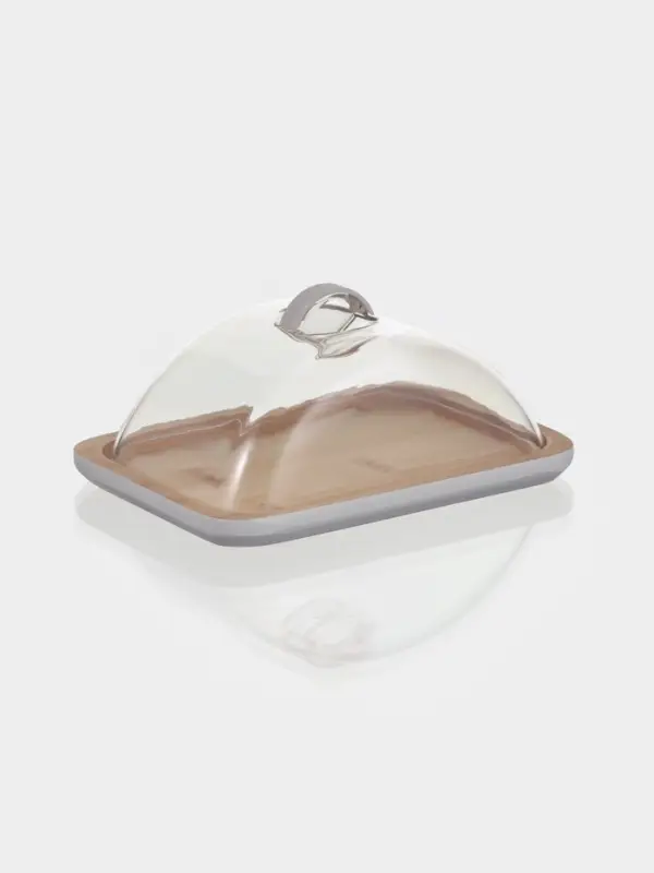 Маслёнка Heaven, 15.5&times;11.5&times;7 см, бамбук, крышка пластик, белая