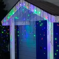 Гирлянда &laquo;Бахрома&raquo; 3&times;0.9 м, IP44, УМС, тёмная нить, 232 LED, свечение мульти, 220 В