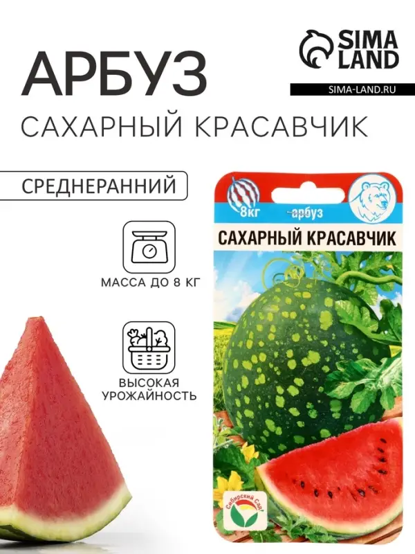 Семена Арбуз &laquo;Сахарный красавчик&raquo;, 5 шт., &laquo;Сибирский сад&raquo;