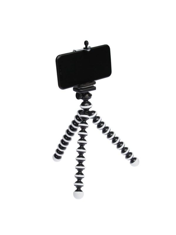 Штатив-тренога LuazON настольный, для телефона, гибкие ножки, высота 12 см, чёрно-белый