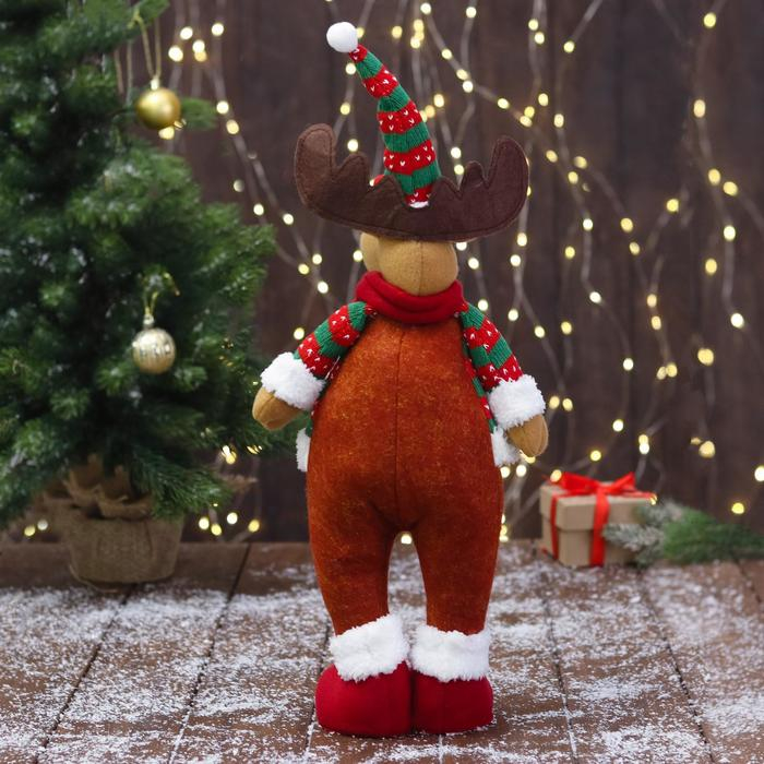 Мягкая игрушка Мягкая игрушка "Олень - пузанчик" стоит, 10х49 см, красно-зелёный