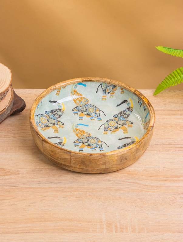 Блюдо "Мудрый слон" дерево манго 25,5х25,5х6 см