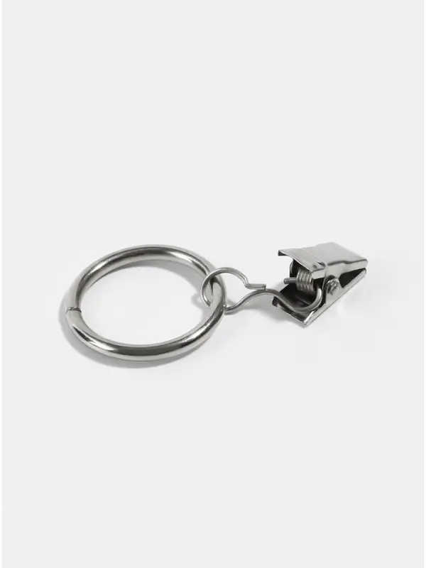 Кольцо для карниза, с зажимом, d=30/38 мм, 10 шт., в блистере, цвет серебряный