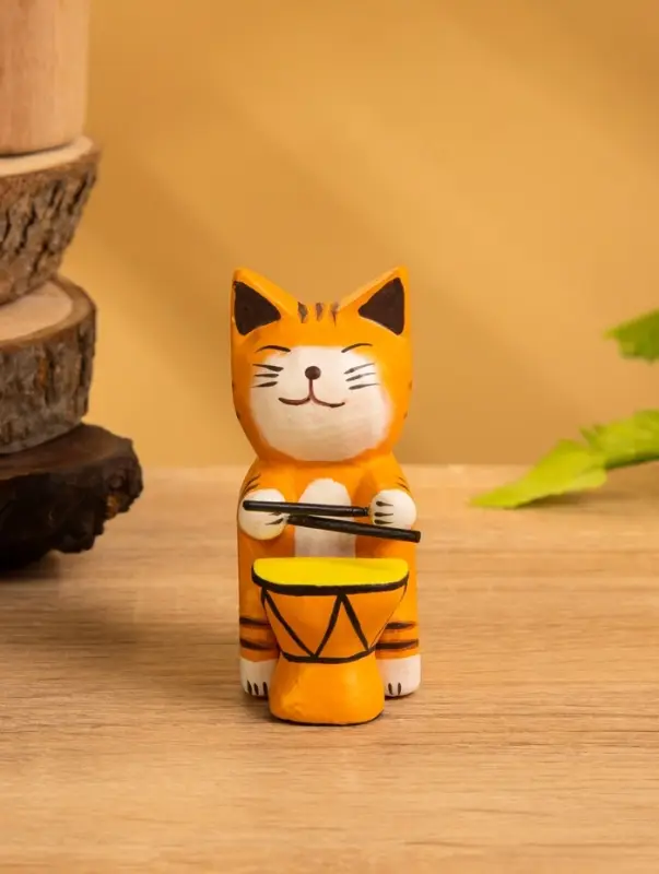 Сувенир «Кот барабанщик», 3.5×5.5×8 см, дерево, МИКС