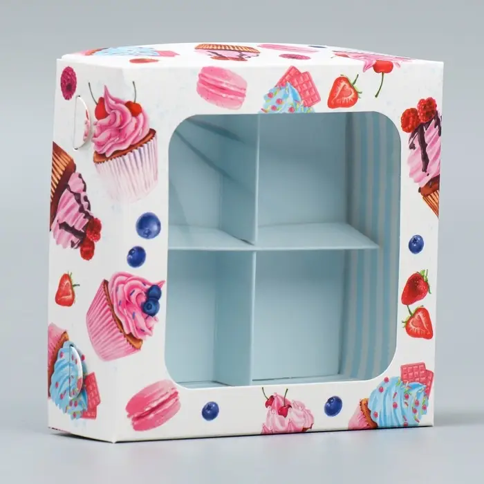 Коробка для конфет, кондитерская упаковка, 4 ячейки, «Для тебя», 10.5 х 10.5 х 3.5 см