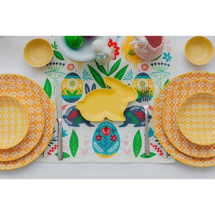 Блюдо керамическое сервировочное Доляна «Милашки. Зайка», 17,8×12,8×1,5 см, цвет жёлтый