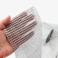 Лента с имитацией страз, 12 см, 9&plusmn;1 м, цвет серебряный