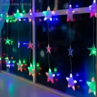 Гирлянда &laquo;Бахрома&raquo; 2.4&times;0.9 м с насадками &laquo;Звёздочки&raquo;, IP20, прозрачная нить, 186 LED, свечение мульти, 8 режимов, 220 В