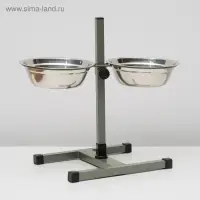 Подставка с мисками, 2&times;1 л, высота 40 см, разборная, зелёная