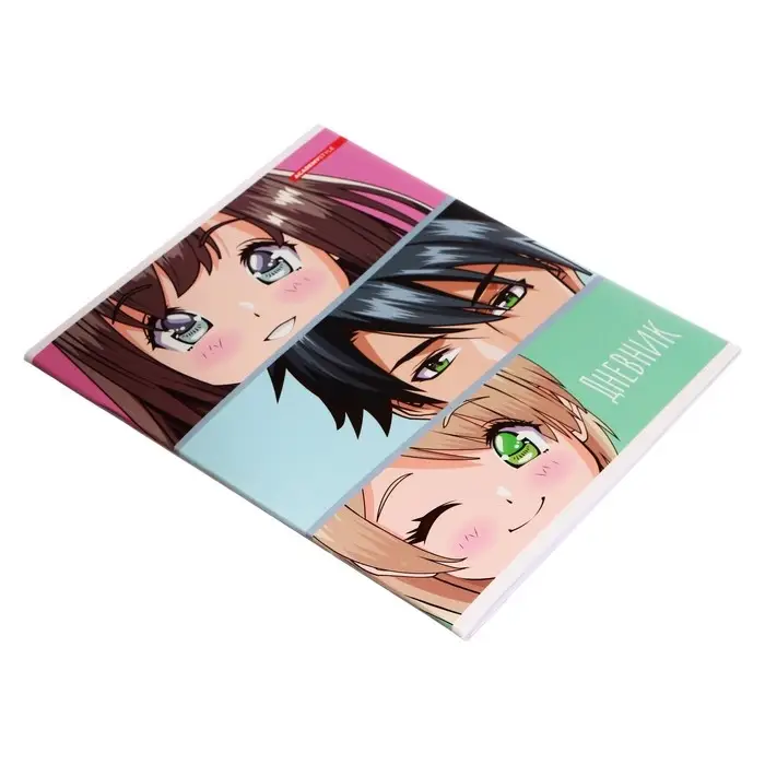 Дневник универсальный для 1-11 классов, 40 листов на скрепке "Аниме лица", обложка мелованный картон, ВД-лак, блок офсет