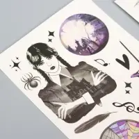 Переводные татуировки детские на хэллоуин «Мрачная история», 2 листа, тату — 23 шт.