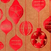 Пакет крафт с  тиснением, круглая ручка, "Ёлочные игрушки"  21 х 27 х 11 см, 120 г