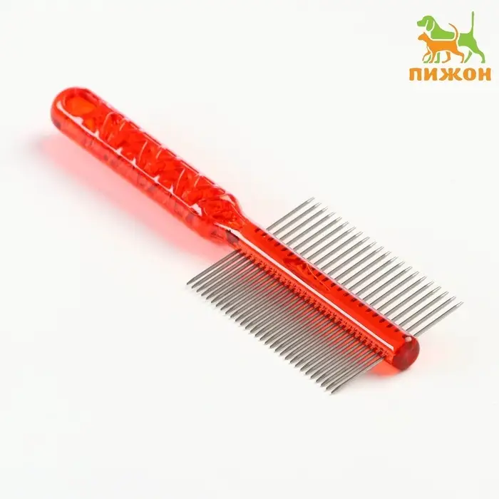 Расчёска для шерсти &laquo;Пузырьки&raquo;, 19.5&times;5.6 см, двухсторонняя, прозрачная, красная