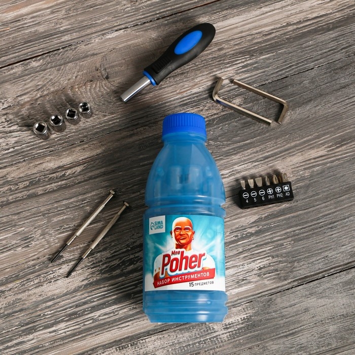 Набор инструментов в бутылке Mr Poher, универсальный, 15 предметов