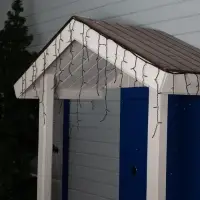 Гирлянда &laquo;Бахрома&raquo; 3&times;0.6 м, IP44, УМС, тёмная нить, 160 LED, свечение красное, 220 В