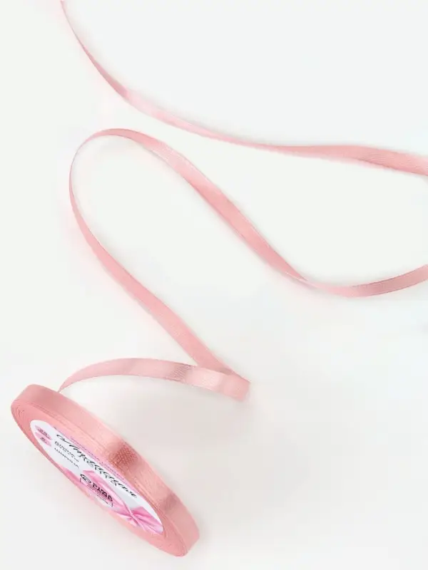 Лента атласная, 6 мм, 23±1 м, розовая Лента атласная, 6 мм, 23±1 м, розовая