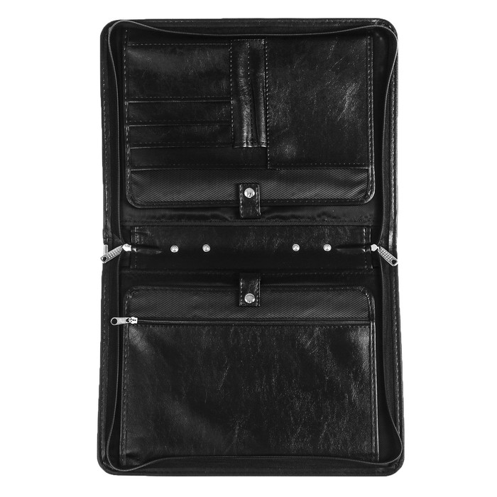 Папка деловая, искусственная кожа, для бумаг, 370 х 275 х 50 мм, ручка-трансформер, 3Д54 Папка деловая, искусственная кожа, для бумаг, 370 х 275 х 50 мм, ручка-трансформер, 3Д54 "Крокодил", черная