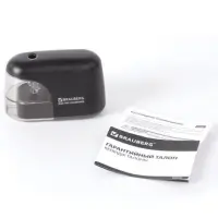 Точилка электрическая 1 отверстие BRAUBERG Black Jack, 4 АА, доп. сменное лезвие