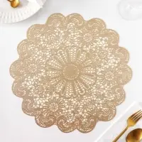 Салфетки сервировочные на стол Доляна &laquo;Лидия&raquo;, d=38 см, 4 шт., золотые