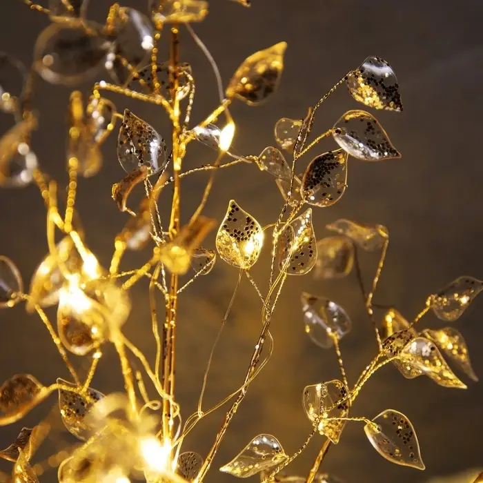 Светодиодный куст &laquo;Листья&raquo; 35&times;26&times;3 см, 10 LED, постоянное свечение, от батареек CR2032&times;2 (в комплекте), свечение тёплое белое