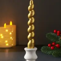 Свеча витая "LUXURY" 25*180 мм, лакированная, золото Свеча витая "LUXURY" 25*180 мм, лакированная, золото