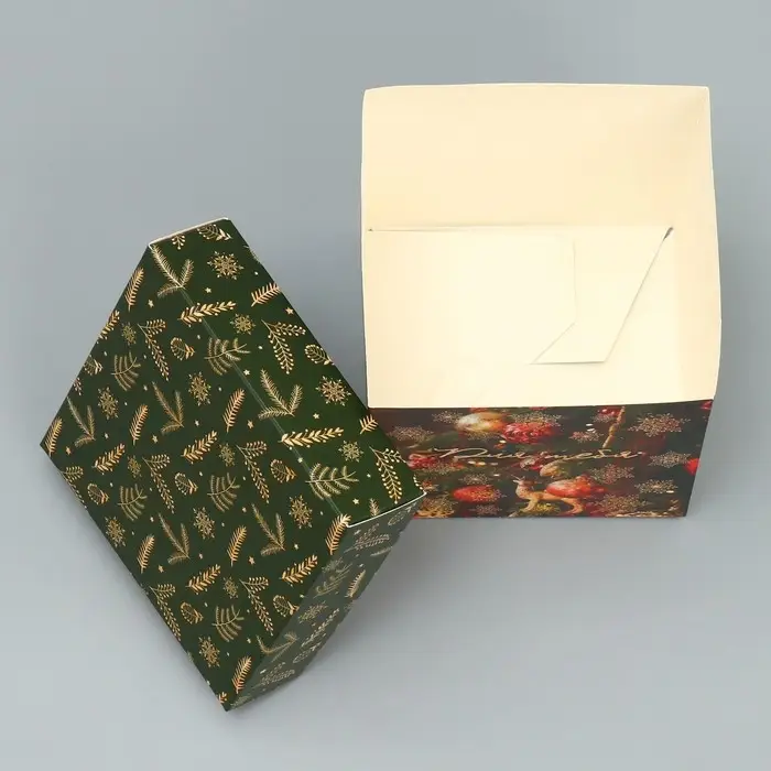 Коробка подарочная новогодняя складная «Новогодние шары», 10 х 10 х 10 см Коробка подарочная новогодняя складная «Новогодние шары», 10 х 10 х 10 см