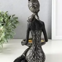 Подсвечник полистоун "Африканка в косынке с цветами" чёрный d=8 см 14х11,5х24,5 см Подсвечник полистоун "Африканка в косынке с цветами" чёрный d=8 см 14х11,5х24,5 см