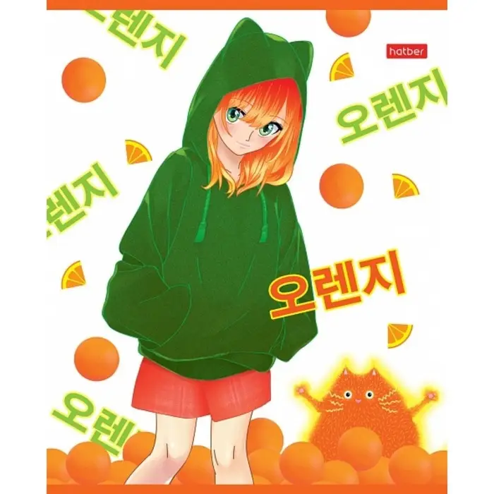 Тетрадь А5, 48 листов клетка Девочки-апельсинки, обложка мелованный картон, скругленые углы, блок 65 г/м2, 5 видов МИКС