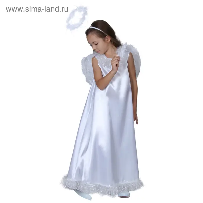 Карнавальный костюм «Белый ангел», нимб, платье, крылья, р-р 32, рост 122-128 см Карнавальный костюм «Белый ангел», нимб, платье, крылья, р-р 32, рост 122-128 см