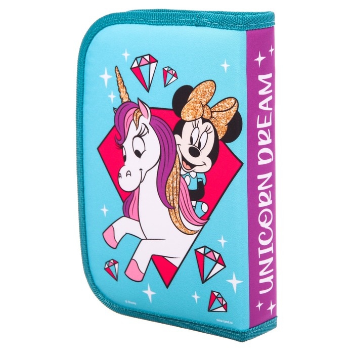 Пенал каркасный, 1 секция, 140х210х40 мм, откидной карман, тканевый, Минни Маус и единорог Пенал каркасный, 1 секция, 140х210х40 мм, откидной карман, тканевый, Минни Маус и единорог