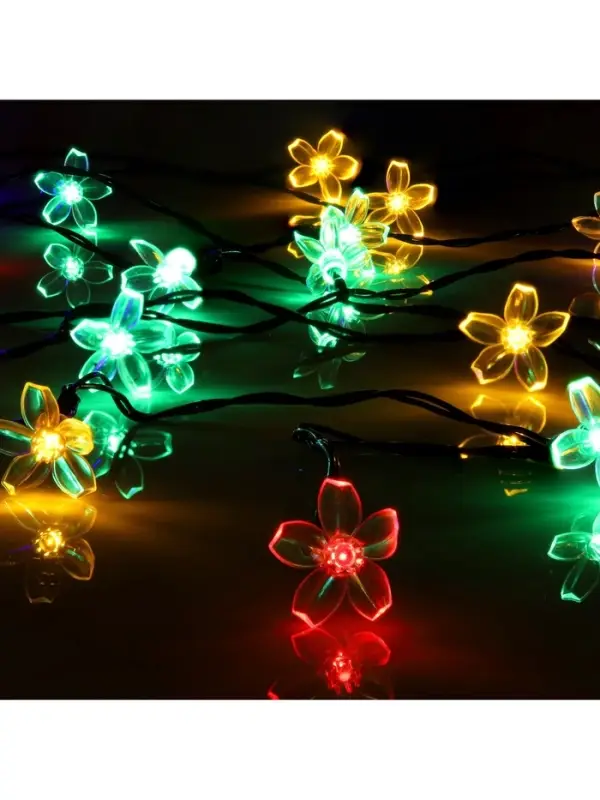 Гирлянда &laquo;Нить&raquo;, 4.5 м, уличная, с насадками &laquo;Ромашка&raquo;, IP44, 30 LED, 2 режима, солнечная батарея, тёмная нить, свечение мульти