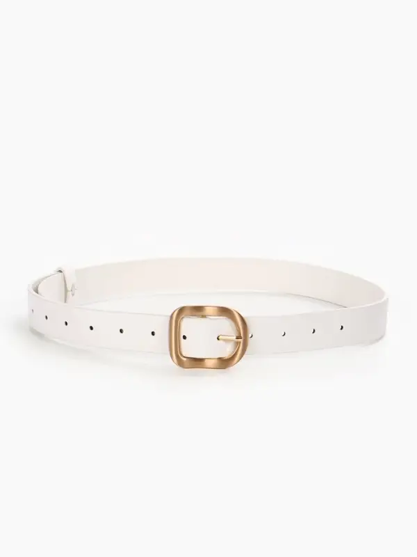 Ремень женский, 2.7&times;105 см, золотистая пряжка, 1 прокол, белый