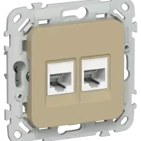 FLITE Розетка 2-местная компьютерная RJ45 категория 5Е UTP РК5е-2-0-ФлХ хаки IEK