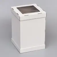 Коробка под торт, с ПВХ окном, белая, 30&times;30&times;45 см