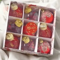 Ёлочные игрушки &laquo;Капризы зимы&raquo;, шары новогодние, d=6 см, 9 шт. красный