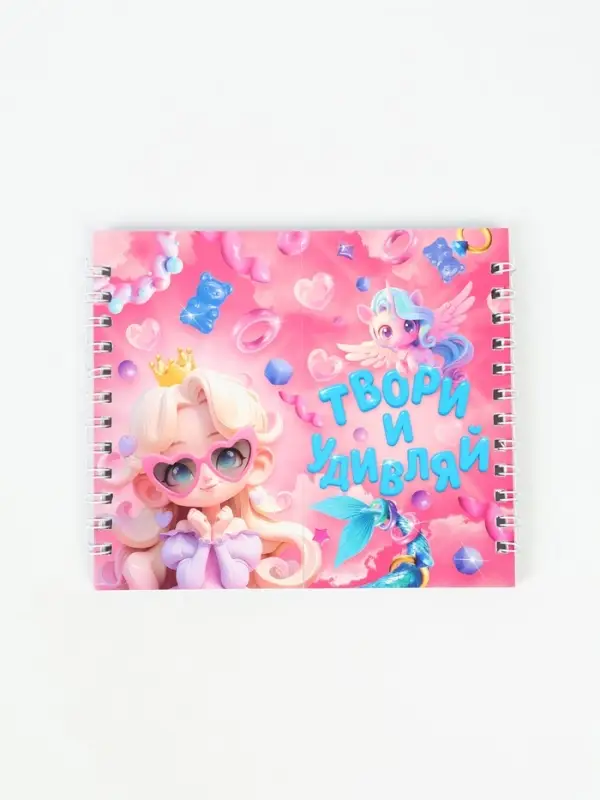 Двойной блокнот на гребне, мягкая обложка, размер 15х12см, 48 л "Твори"