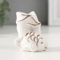 Фигурка керамика подставка д/зубочисток &laquo;Белая рыбка&raquo;, с золотом, 5.2&times;4&times;5.5 см