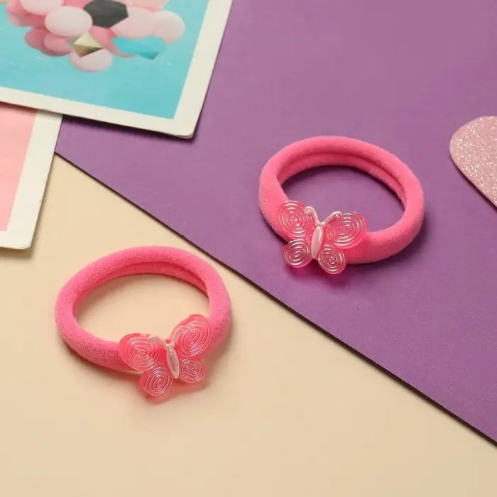 Резинка для волос  Резинка для волос "Фея" (набор 2 шт) бабочка, 4 см, розовый